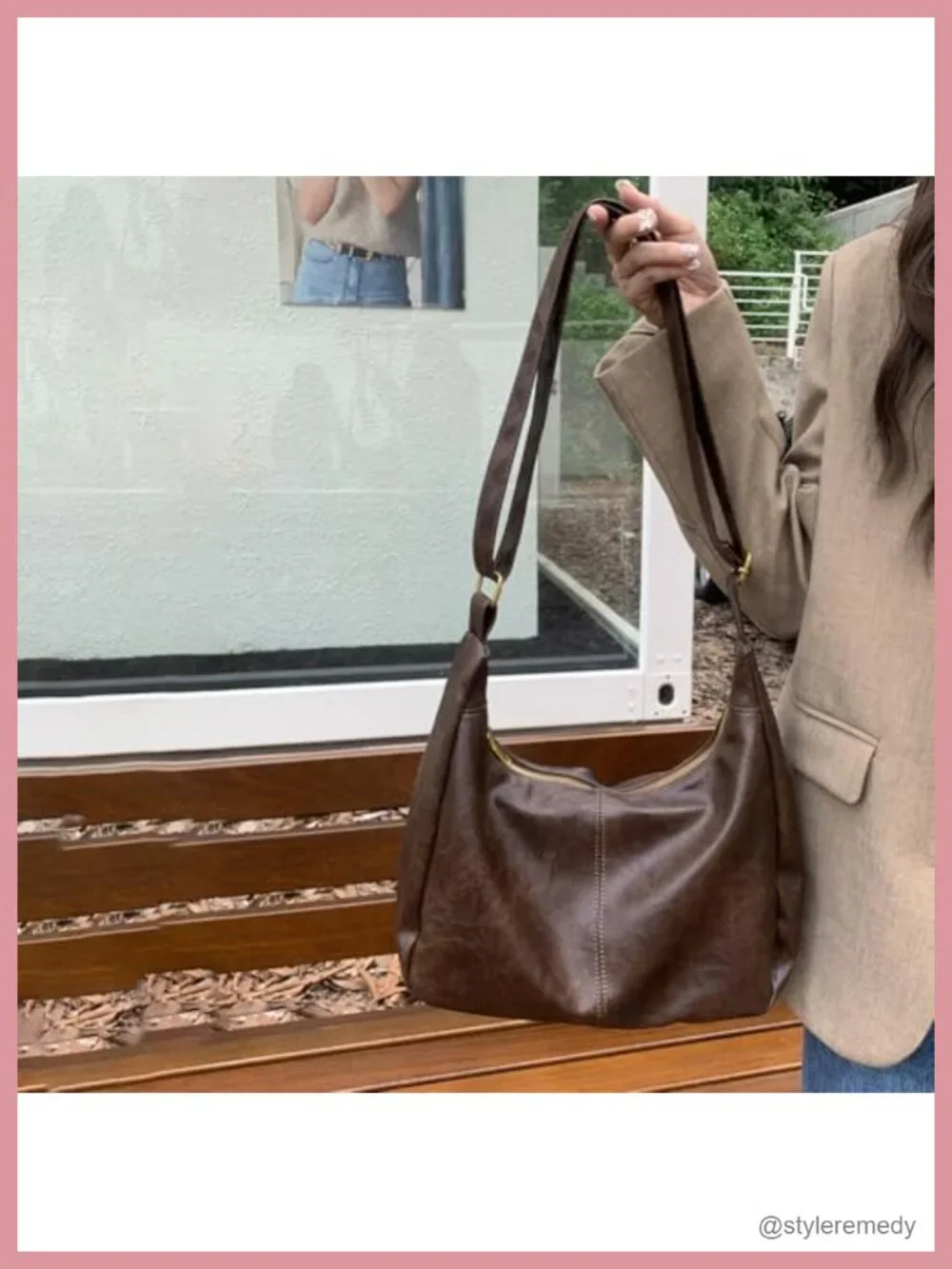 Women's Slouchy Hobo Bag Faux Leather Shoulder Purse with Zipper